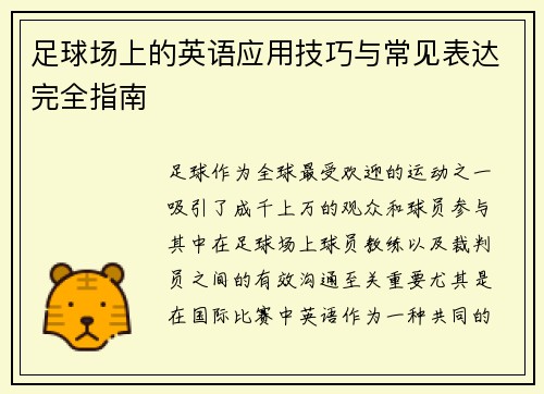 足球场上的英语应用技巧与常见表达完全指南